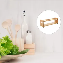 Kitchen Storage Condiment Bottle Holder Dispenser Rack Wooden Oil Shelf