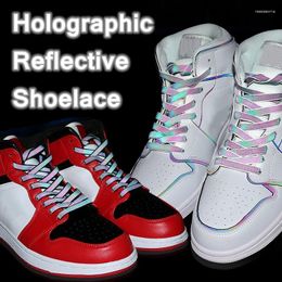 Shoe Parts 1Pair Holographic Reflective Shoelaces Cool Sneakers Running Shoes Lace Adult Children Sports White Star Shoelace Strings