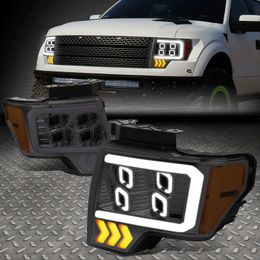 Four LED DRL+sequential signals for 09-14 F150 smoked lens projection headlights