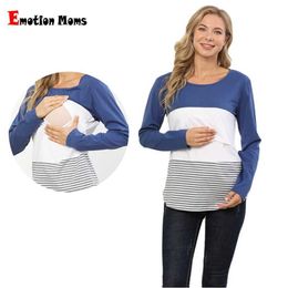Maternity Tops Tees Autumn Long Sleeve Pregnancy Maternity Clothes Breastfeeding Tops For Pregnant Women Nursing Tees Maternity T-shirt Freeshipping H240518