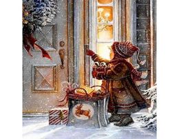 Paintings Gatyztory Frame Christmas Snow Scene DIY Painting By Numbers Handpainted Oil Gift Canvas Colouring6919317