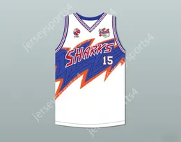 CUSTOM NAY Name Youth/Kids YAO MING 15 SHANGHAI SHARKS WHITE BASKETBALL JERSEY WITH CBA SHARKS PATCH Top Stitched S-6XL