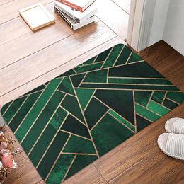 Bath Mats Green Geometric Patterns Door Mat Hallway Balcony Kitchen Er Anti-slip Marble Modern Rug Living Room Bathroom Carpet