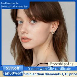 Stud Earrings RealFull Diamond Moissanite Fashion Luxury Women's Round Silver S925 Pass The Test NIKA