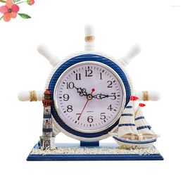 Table Clocks Desk Clock Silent Nautical Style Mute Living Room Decor Household Ocean Ornaments