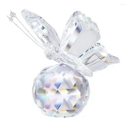 Decorative Figurines H&D Crystal Flying Butterfly With Ball Base Figurine Collection Cut Glass Ornament Statue Animal Collectible (Clear)