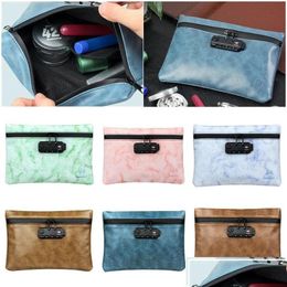 Storage Bags Firedog Waterproof Smoking Smell Proof Bag Leather Tobacco Pouch With Combination Lock Herb Odour Stash Container Case D Dhjcl