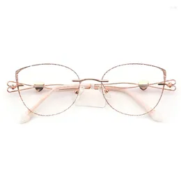 Sunglasses SHOWYES Rimless Glasses Women Oversize Reading Prescription Eyeglasses Butterfly Inlay Powder Heard Decoration Eye