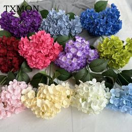 Decorative Flowers 5 Heads Hydrangea Artificial Flower Branch Wedding Supplies Floral Arrangement Accessories Garden Decor Outdoor Party