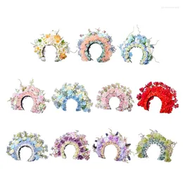 Hair Clips 652F Bridal Garlands Florals Crown Wedding Flower Headband Beach Wreath Hairband Girls Accessory Women Head Hoop Props