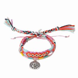 Beaded 10Pc/Set Fashion Bohemian Beach Ankle Chain Hand Weaving Leather Bracelet With Pendant Sailing Naval Style Anchor Drop Deliver Dhw79