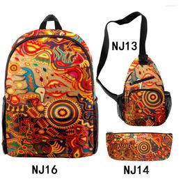 Backpack Fashion Youthful Funny Abstract Patterns 3pcs/Set 3D Print Bookbag Laptop Daypack Backpacks Chest Bags Pencil Case