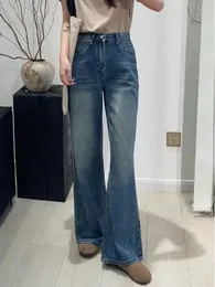 Women's Jeans FIORDS High Waist Korean Flared Women Causal Washed Loose Bell Bottom Streetwear Light Blue Leisure Denim Pants