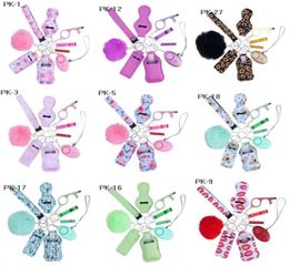Fashion Defense Keychains Set Credit Card Puller Pompom Key Rings Acrylic Debit Bank Card Grabber For Long Nail ATM Keychain Cards8328324