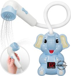 Baby bath toys Bathroom shower with shower thermometer Electric elephant water spray water toys Children tattoo toys 240514