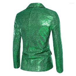 Men's Suits Fashion Men Luxurious Sequin Suit Jacket Green / Silver Bar KTV Stage Dress Male Blazer Coat