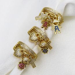 Cluster Rings 3 Pieces Lovely Cute Girl Boys Zircon Cross Layer Design Jewellery Women Gift 20243