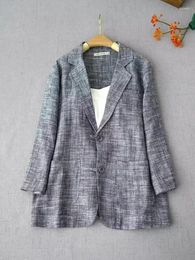 Women's Suits 98-100cm Bust / Spring Autumn Women Casual All-match Loose Japan Style Brief Comfortable Water Washed Cotton Linen Blazer