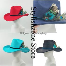 Party Hats Classic Western Cowboyhat Mens And Womens Hat Jazz Cowboy Skl Head Belt Accessories Panama Knight Drop Delivery Otdxq