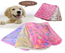 Pets Winter Blanket Floral Pet Sleep Warm Paw Print Towel Dog Cat Puppy Fleece Soft Dog Blanket Multisize7568355