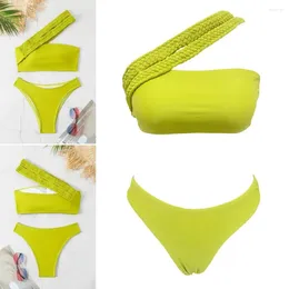 Women's Swimwear 2024 Braid Bikini Swimsuit High Waist With Belt For Women Cut Out Two Piece Bathing Suits Push Up Summer Female