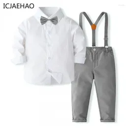 Clothing Sets Children's British Clothes Borns Baby Boys Gentleman Whit Shirt Suspenders Pants Performance Matching Suit Strap
