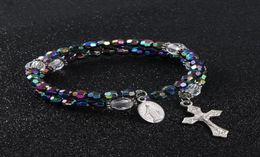 Charm Bracelets KOMi 6mm Acrylic Double Layer Colored Beads Pendant Bracelet Jesus Religious Orthodox Catholic Rosary Jewelry GiftChar4570107