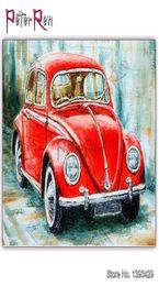 Diamond Embroidery red retro car Beetle Full drill Square Mosaic Painting scenery round Crystal Cross stitch Wall sticker5625842