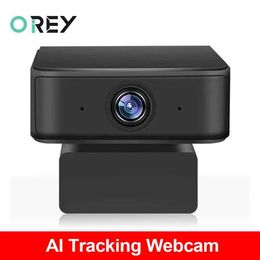 Webcams Automatic tracking network camera 1080P full HD network camera with microphone USB network camera suitable for PC laptop online meetings mini camera J24051