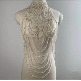 Party Dresses Illusion White Pograpy Props For Pregnant Woman Prom Dress Elegant Multi Layers Pearls Body Chain Vest Necklace