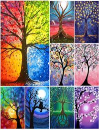 5D DIY Diamond Painting Scenery Tree Flowers Mosaic Picture Of Rhinestones Home Decor Full Square Diamond Embroidery Landscape6969406