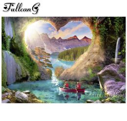 FULLCANG 5d diy diamond painting fantasy scenery full squareround drill mosaic embroidery waterfall scenery gift FC12089730768