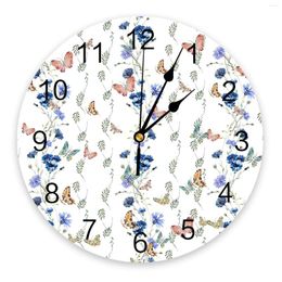 Wall Clocks Floral Gradient Butterfly Vintage Bedroom Clock Large Modern Kitchen Dinning Round Living Room Watch Home Decor