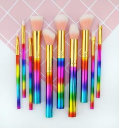 Glitter Makeup Brushes For Foundation Powder Eyeshadow Eyeliner Lip Highlighter Cosmetic Brush Tools 10pcs Make Up Brush Set7383414