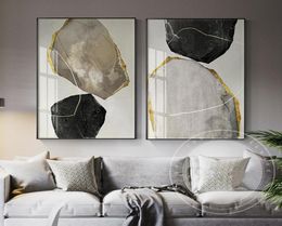 Abstract Yellow and Black Blocks Canvas Painting Fashion Poster Print Strange Thing Wall Art for Living Room Cuadros Home Decor7450824