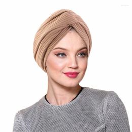 Ethnic Clothing Muslim Women Twist Knot Chemo Cap Cancer Hat Turban Bonnet Beanies Hair Loss Headwear Scarf Wrap Arab Islamic