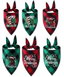 Christmas Dog Bandanas Triangle Bibs Print Pattern Design Xmas Tree Gift Reindeer Stocking Pet Scarf Soft Pet Neckerchief for New 7437803