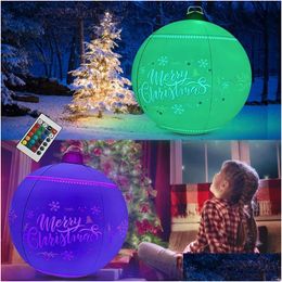 Christmas Decorations 60Cm Outdoor Pvc Inflatable Decorated Ball Remote Control Led Light Xmas Tree Decorate Glowing Balls Toy Drop D Dhp3W