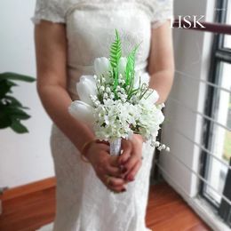 Wedding Flowers Bouquet Ramos De Novias Boda Tulip Lily Of The Valley Hydrangeas Combination Holding