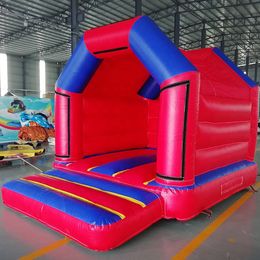 wholesale 4x2.5x2.5m Red blue Colour mini bouncer inflatable trampoline jumping house bounce castle with advertising sticker box for kids