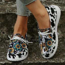 Casual Shoes 2024 Women's Summer Printing Flat Ladies Comfort Light Sneaker Socks Women Slip On Loafers Zapatillas Mujer Size43