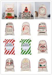 19 Patterns Santa Sacks Christmas Canvas Bags 197275 inch Goody Gift Bags for Christmas Present Canvas Stocking with Drawstrin2327884