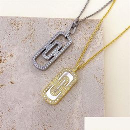 Pendant Necklaces Diamond Necklace Designer For Women Luxury Jewellery Woman Paper Clip Shaped 18K Rose Gold Sier Chains Fashion Jewellr Ot845