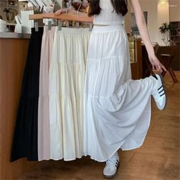 Skirts High Waist Summer Pink Long For Women 2024 All Match A Line Cake Skirt Woman Korean Fashion White Midi Ladies