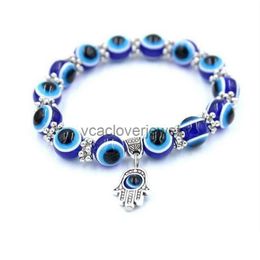Charm Bracelets Wholesale Lucky Fatima Hamsa Hand Blue Evil Eye Charms Bangles Beads Turkish Pseras For Women Jewellery 664 Q2 Dro Dh40F