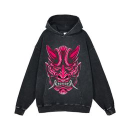 Moletom moletons masculinos Hannya Kyogen Dragon Jacket Samurai Hoodie/mais recente jaqueta de capuz J240518