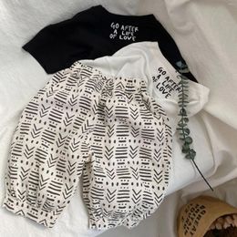 Trousers Korean Style Children Clothing Fashion Casual Cotton Pants 2024 Summer Boys Girls Loose Comfortable Thin Bloomers