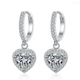 Stud Earrings S925 Sterling Silver Mosonite Women's Platinum Classic Heart-shaped One Carat Wedding Jewelry Wholesale