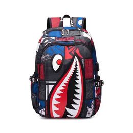 20222PCS DHL 20-35L 19 inches Big Size Backpacks Unisex Cartoon Shark Mouth Shoulder Bag Students Schoolbag Book Packs Junior High Scho 256U