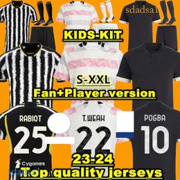 23 24 VLAHOVIC Soccer Jerseys BREMER DANILO CHIESA POGBA MILIK BONUCCI DI MARIA RABIOT KEAN LOCATELLI 2023 2024 KOSTIC Football Shirt Kids Kit